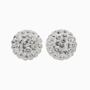 Hillberg & Berk 8mm Sparkle Ball Stud Earrings in white silver / colour like new